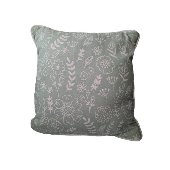 14" Decorative Pillow for Little Girl's Room Nursery Bear with Flower Wreath - Picture 2 of 2